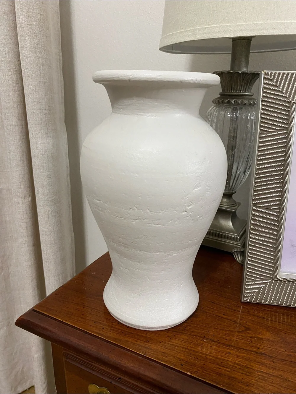 Painted Greige 10 Inch Terracotta Vase
